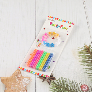 Wholesale 24 Pieces Birthday Candles Candy Spiral Birthday Candles with Candle Holders