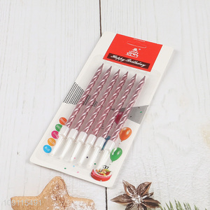 New Product 6 Pieces Metallic Spiral Unscented Birthday Candles for Birthday Cake