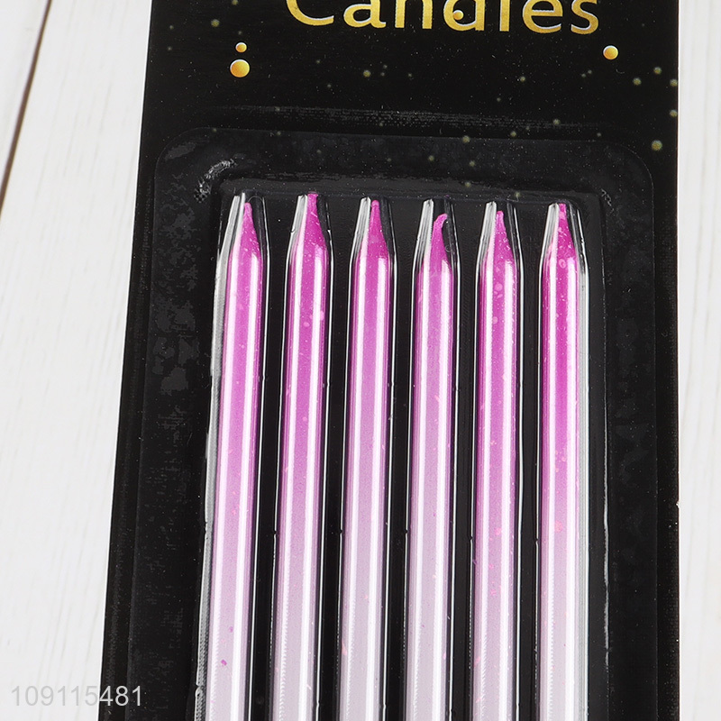 Factory Supply 6 Pieces Gradient Birthday Candles Birthday Cake Topper Decoration