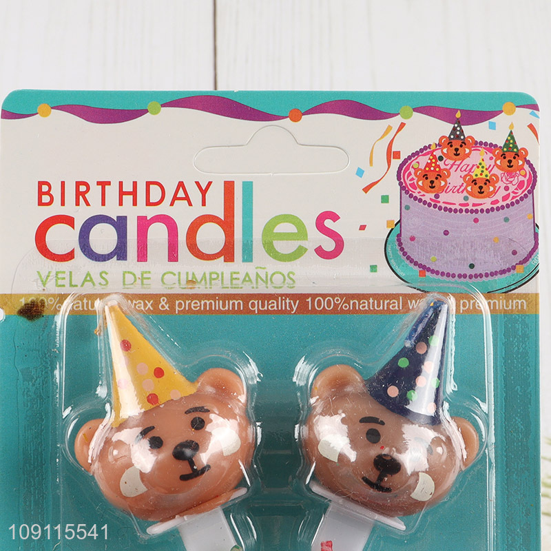 Hot Selling 4 Pieces Cute Cartoon Bear Birthday Candles Cupcake Topper Candles