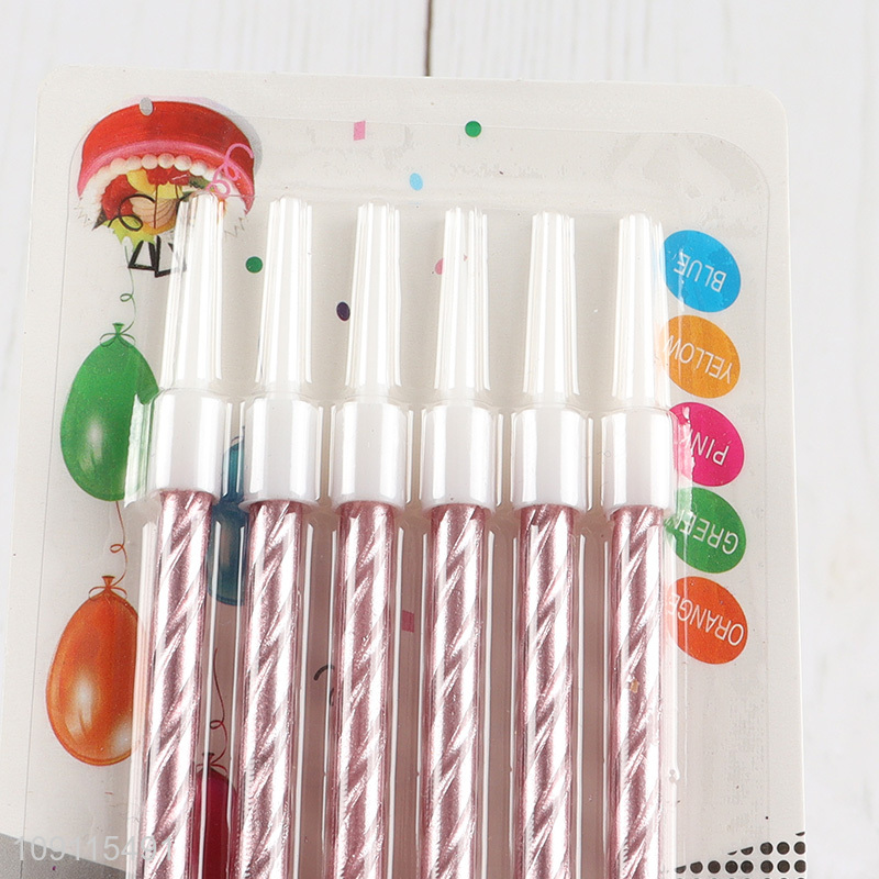 New Product 6 Pieces Metallic Spiral Unscented Birthday Candles for Birthday Cake