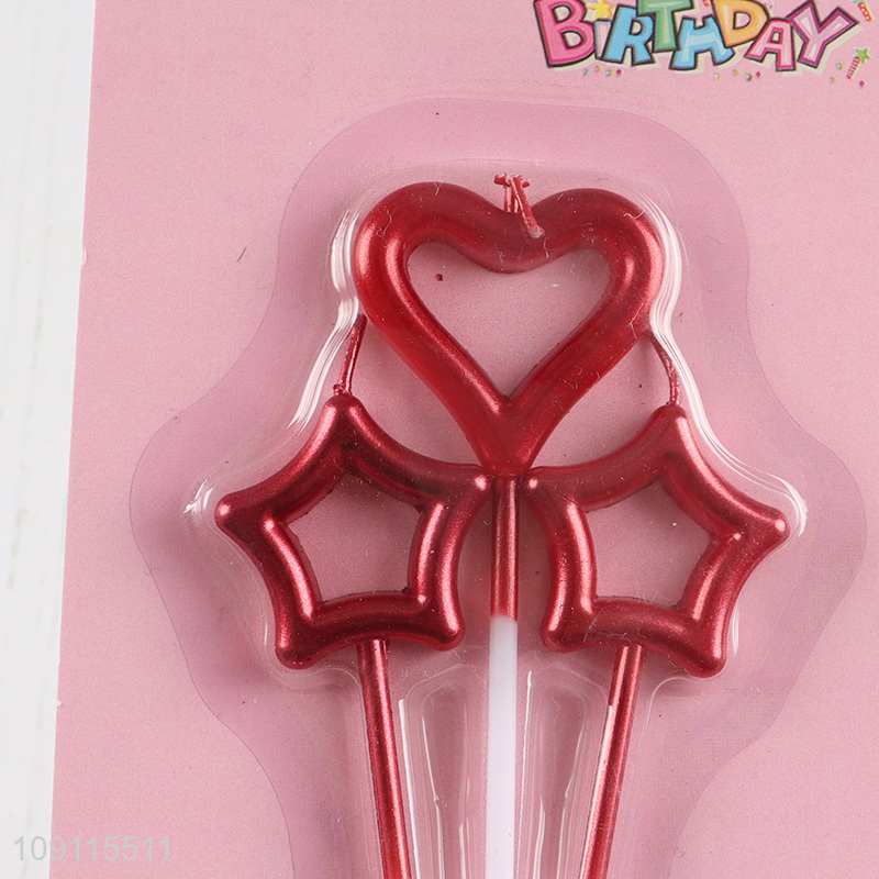 Online Wholesale 3 Pieces Star And Heart Birthday Candles Party Cake Candles for Decoration