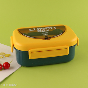 Good selling portable school kids plastic lunch box with tableware set