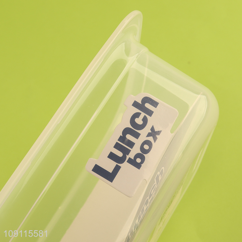 Hot selling double-layer clear portable lunch box with fork