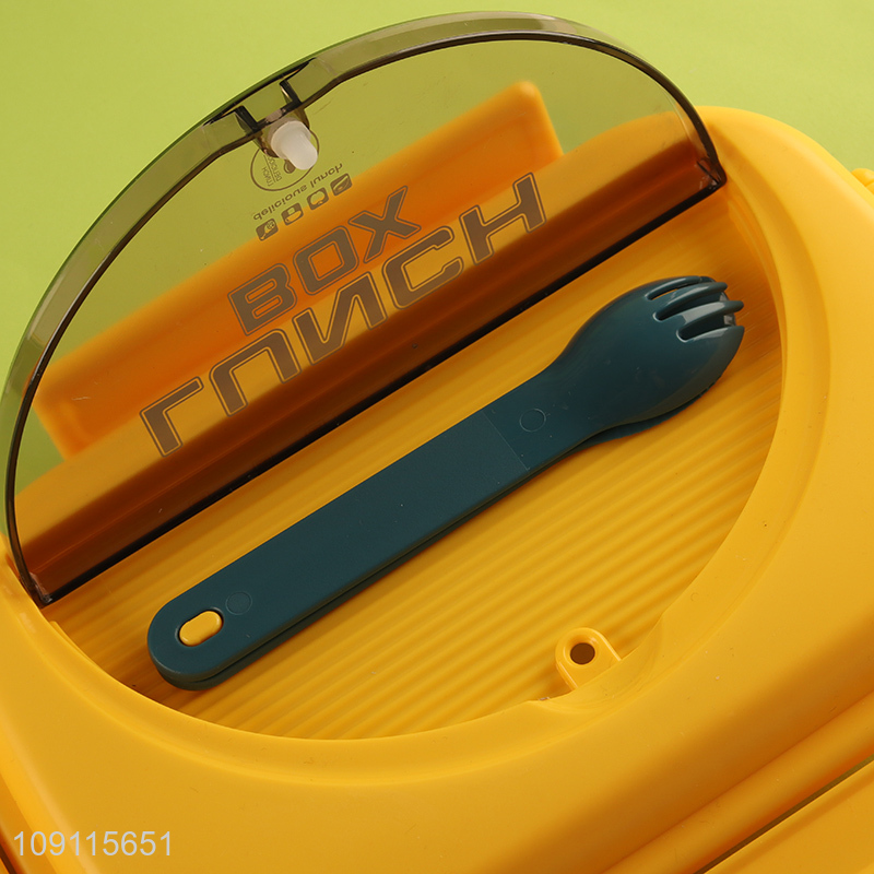 Good selling portable school kids plastic lunch box with tableware set