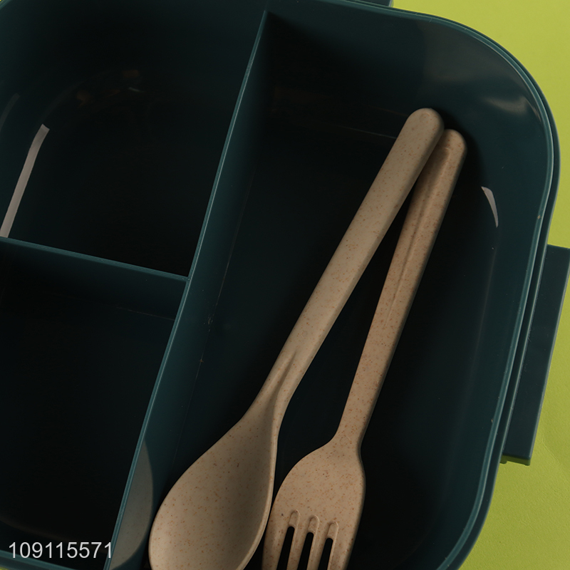 Low price cartoon bear school students lunch box with spoon and fork