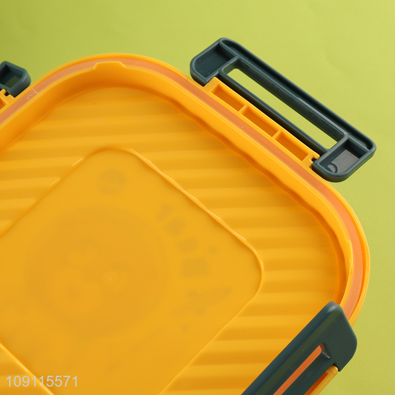 Low price cartoon bear school students lunch box with spoon and fork