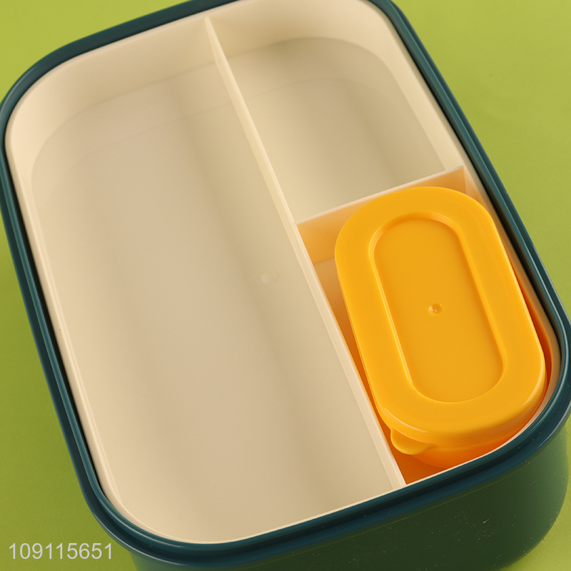 Good selling portable school kids plastic lunch box with tableware set