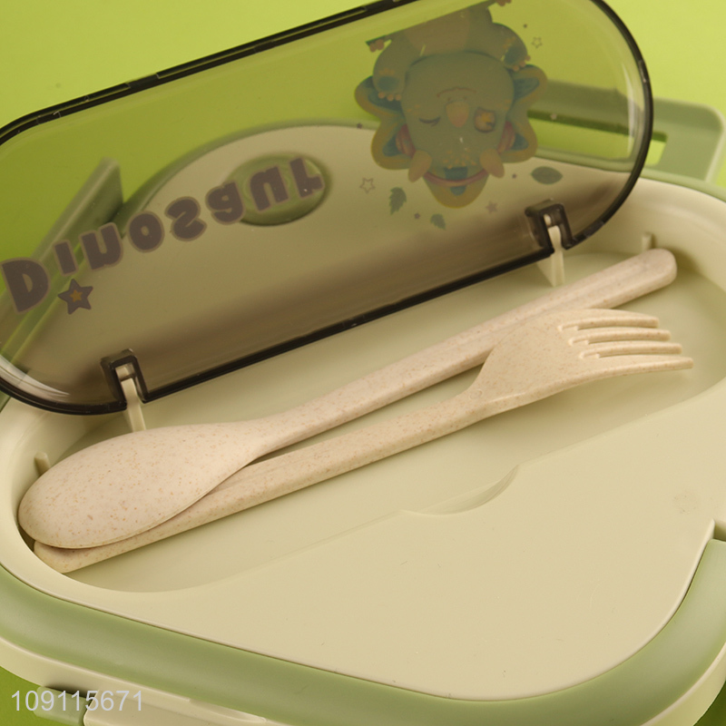 Low price cartoon dinosaur portable school kids lunch box with tableware