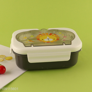 Online wholesale cartoon lion school students lunch box with spoon and fork