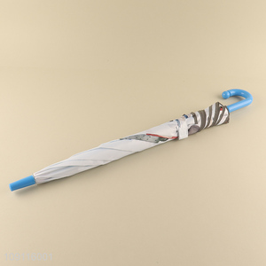 Hot items cartoon printed windproof waterproof umbrella with j-shaped handle