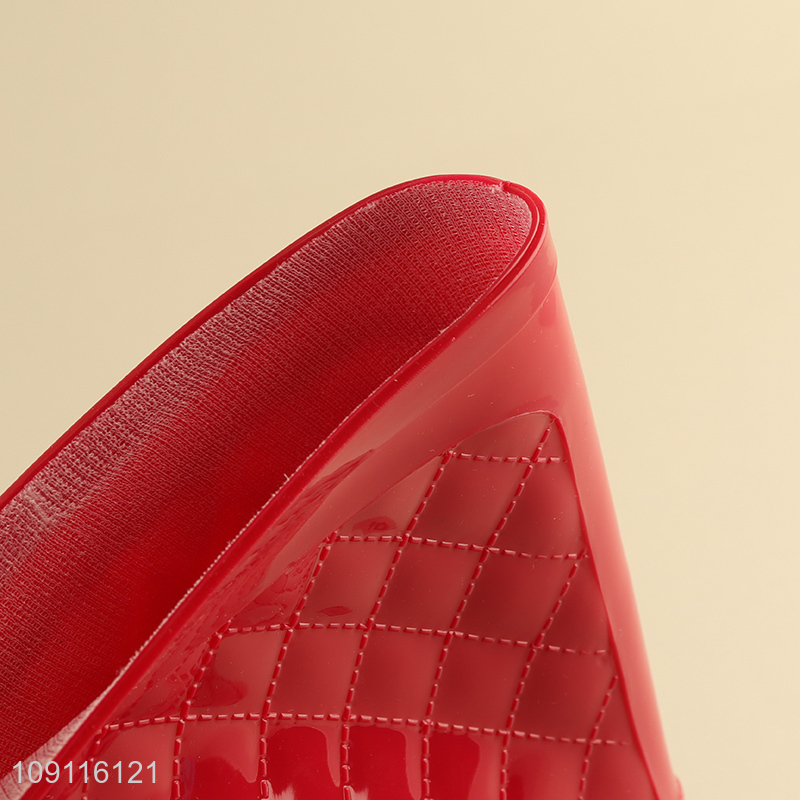 Yiwu market red anti-slip waterproof ladies rain boots for outdoor