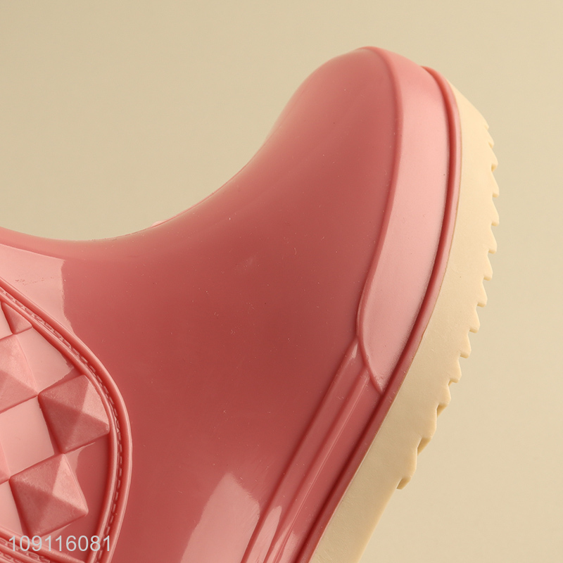 Hot selling pink non-slip waterproof outdoor women rain boots