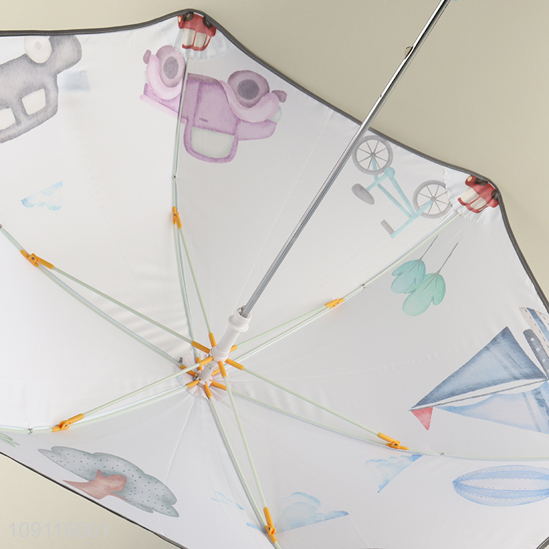 Hot items cartoon printed windproof waterproof umbrella with j-shaped handle