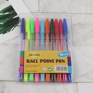 Hot items 10colors school office stationery ballpoint pen set