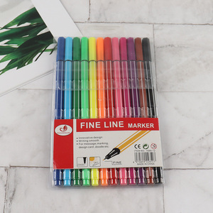New arrival 12colors water-based fine liner marker set for stationery
