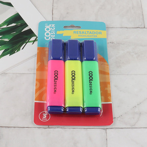 Low price 3pcs school office stationery highlighters pen set for sale