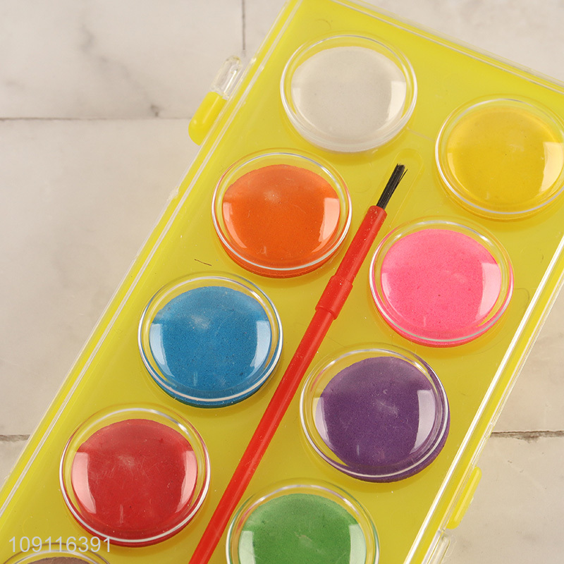 Hot products 12colors non-toxic washable watercolor paint with painting brush