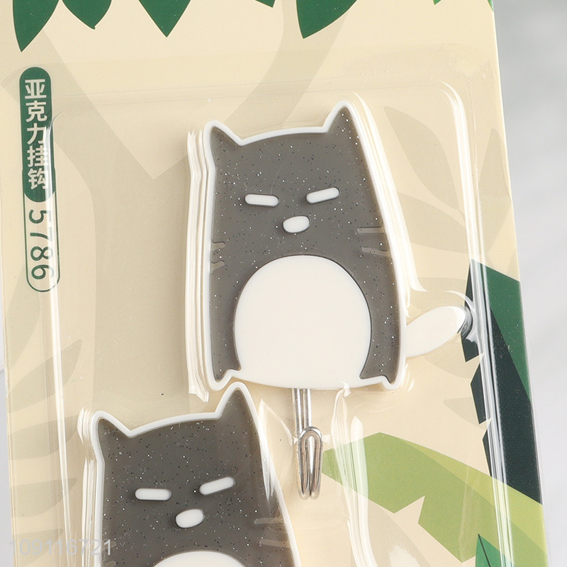Factory Price 2PCS Cat Shaped Adhesive Wall Hooks Utility Hooks for Hanging