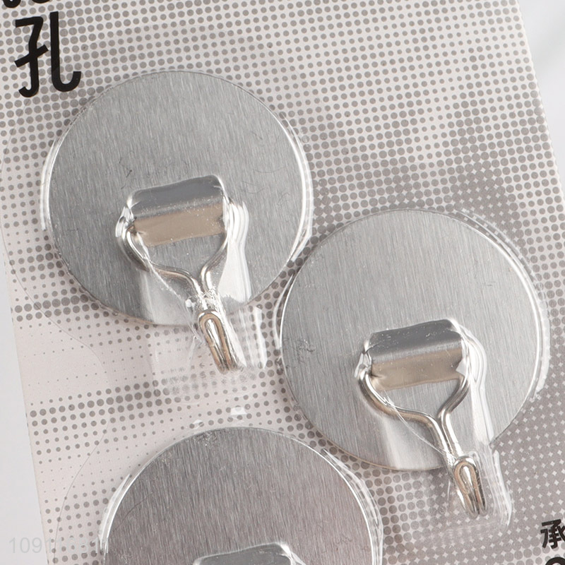 Factory Price 3PCS Stainless Steel Wall Hanging Hooks Adhesive Hooks for Hanging