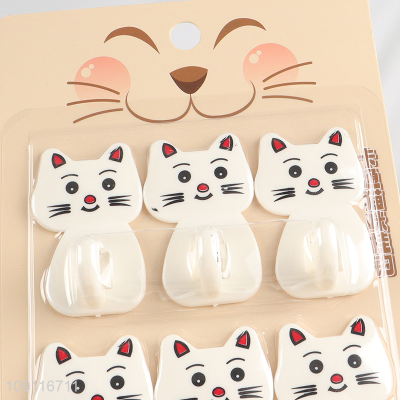Online Wholesale 6PCS Cat Shaped Adhesive Hooks Wall Hooks Towel Coat Hooks