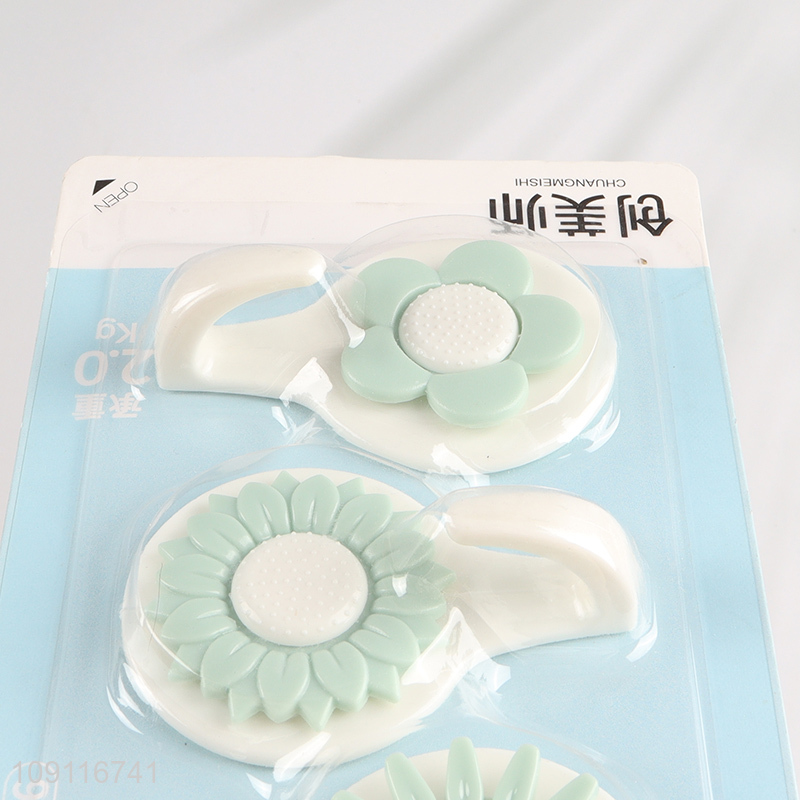 Hot Selling 3PCS Flower Shaped Adhesive Hooks Wall Hanging Towel Hooks