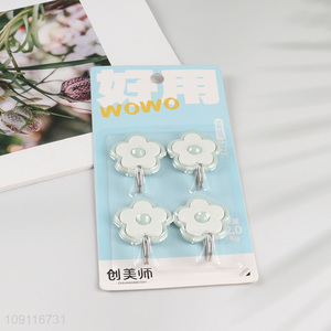 High Quality 4PCS Flower Shaped Adhesive Hooks Heavy Duty Utility Hooks