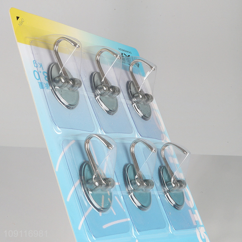 Hot Selling 6PCS Adhesive Hooks Heavy Duty Utility Hooks Towel Hooks