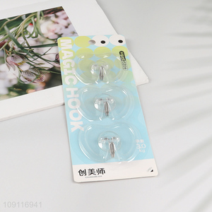High Quality 3PCS Wall Mounted Hooks Heavy Duty Seamless Adhesive Hooks