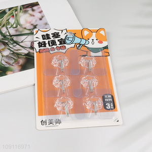 High Quality 6PCS Self Adhesive Wall Hooks Utility Hooks for Hanging