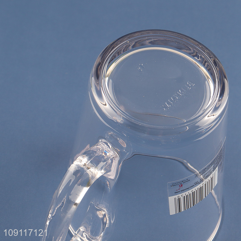 China supplier clear glass cup 300ml water cup drinking cup with handle