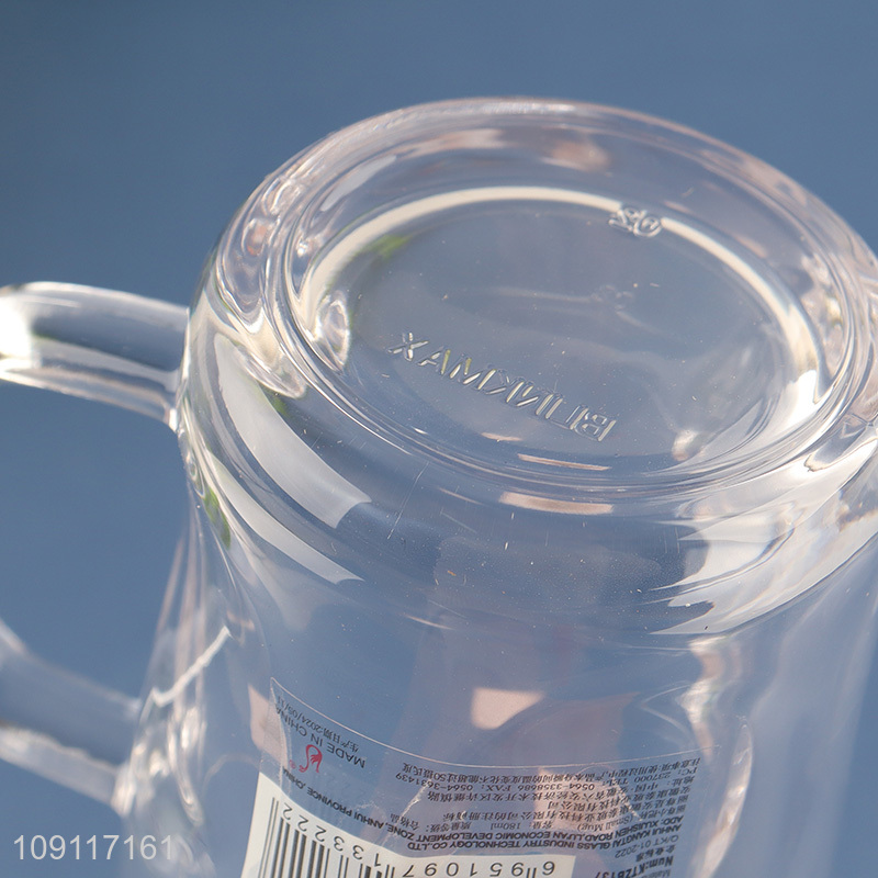 Most popular clear glass water cup drinking cup water mug with handle