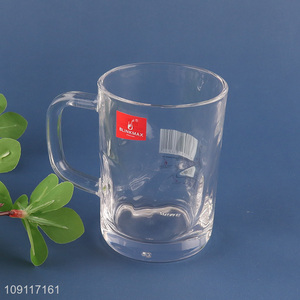 Most popular clear glass water cup drinking cup water mug with handle