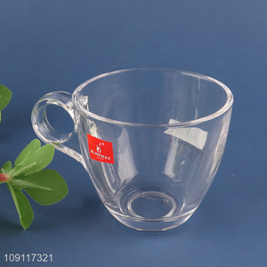 Yiwu market clear unbreakable glass water cup drinking cup with handle
