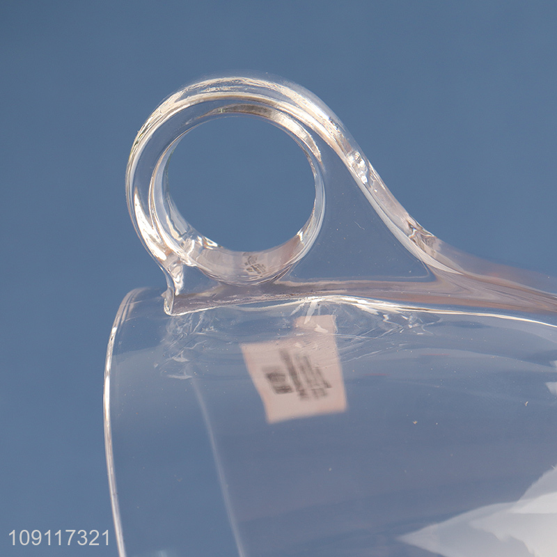 Yiwu market clear unbreakable glass water cup drinking cup with handle