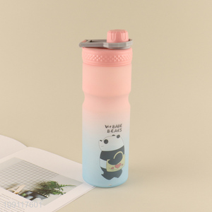 Top selling cartoon printed portable sports water bottle with handle