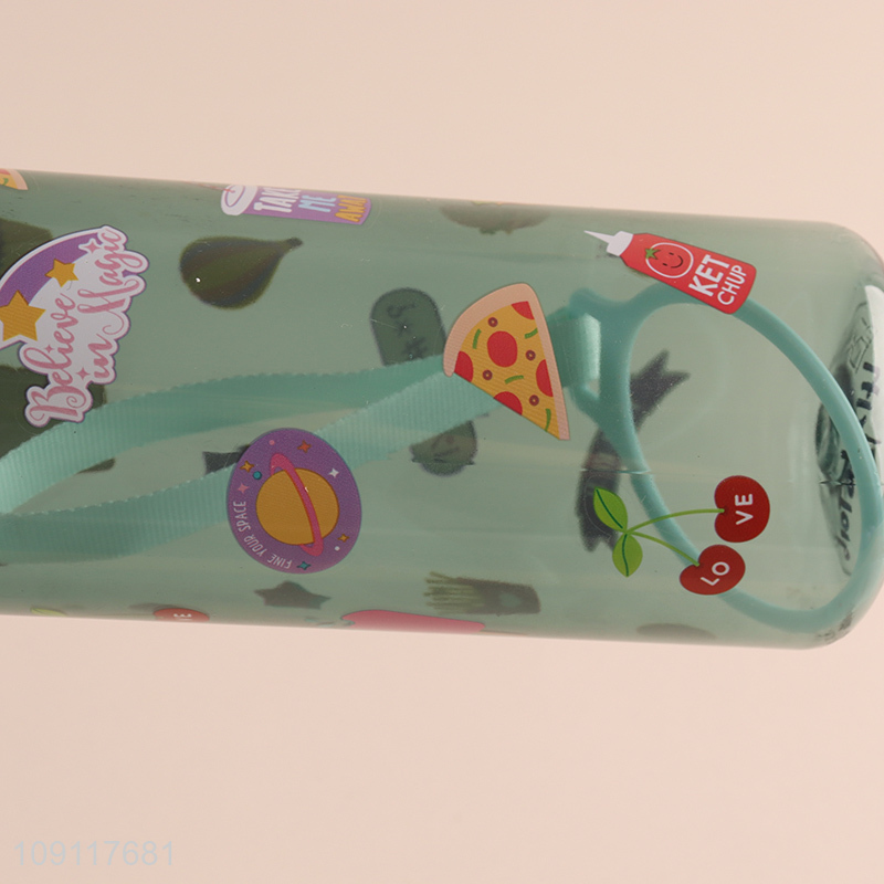 Hot items cartoon printed 900ml water bottle drinking bottle with straw