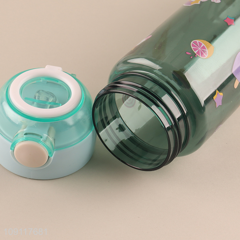 Hot items cartoon printed 900ml water bottle drinking bottle with straw