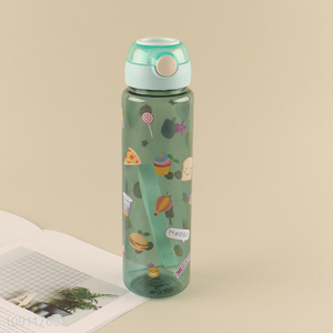 Hot items cartoon printed 900ml water bottle drinking bottle with straw