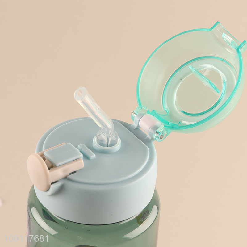 Hot items cartoon printed 900ml water bottle drinking bottle with straw