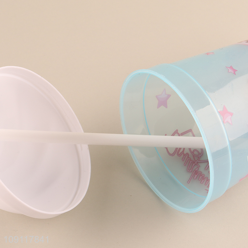 Factory price donut pattern plastic 500ml water cup straw cup