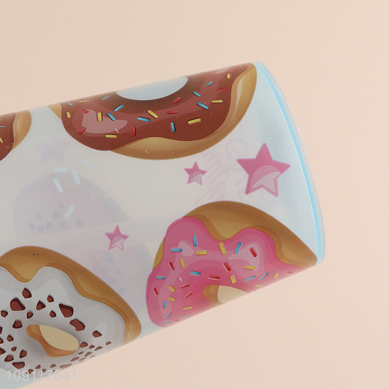 Factory price donut pattern plastic 500ml water cup straw cup
