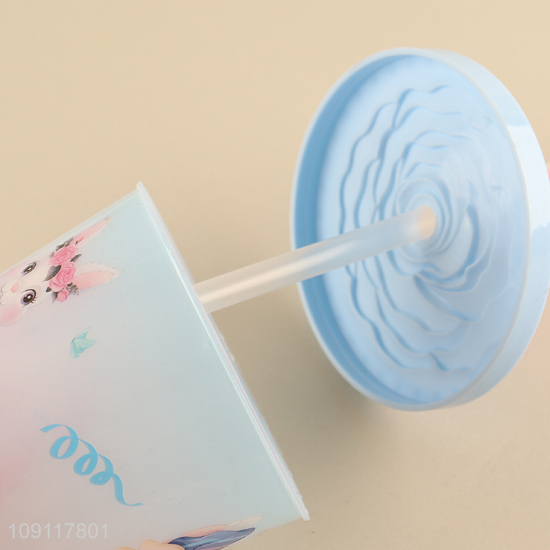 Top quality girls princess plastic 500ml water cup straw cup