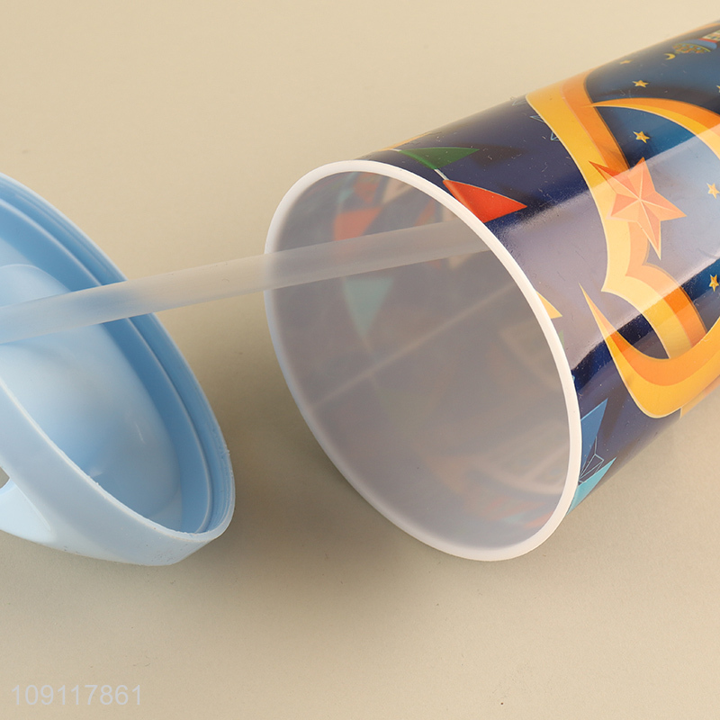 Top sale plastic 500ml water cup straw cup drinking cup wholesale