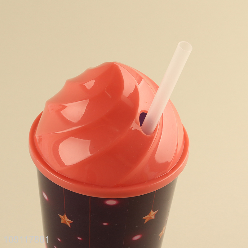 China products plastic water cup straw cup with lid for sale