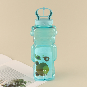 Low price blue plastic 650ml water bottle drinking bottle with handle