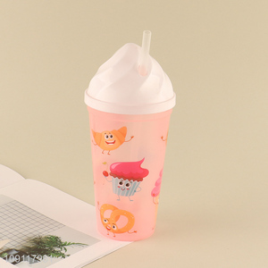 Factory supply cartoon printed 500ml water cup straw cup