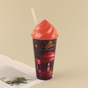 China products plastic water cup straw cup with lid for sale