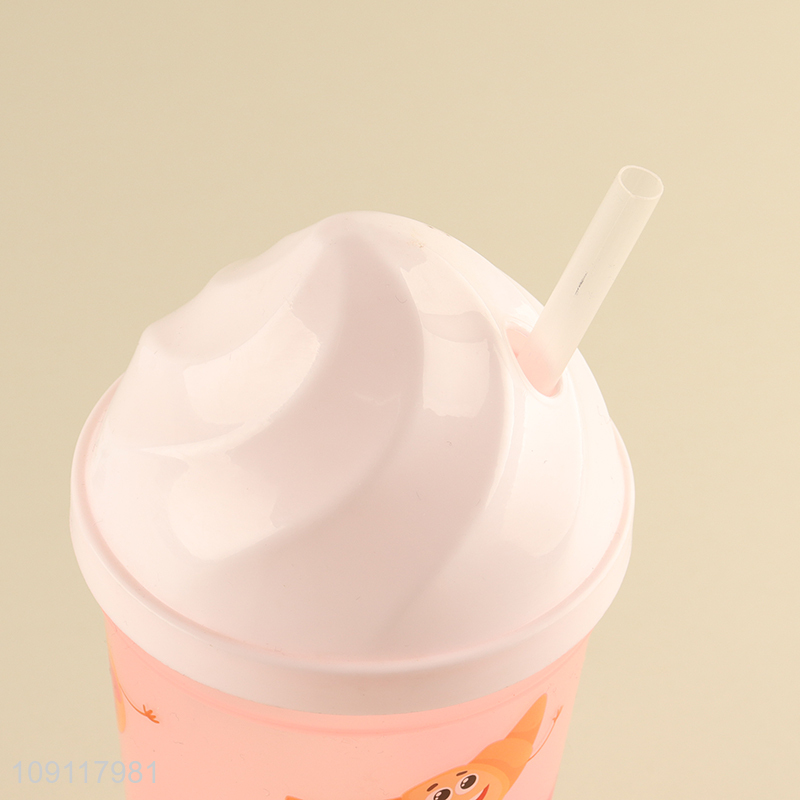Factory supply cartoon printed 500ml water cup straw cup