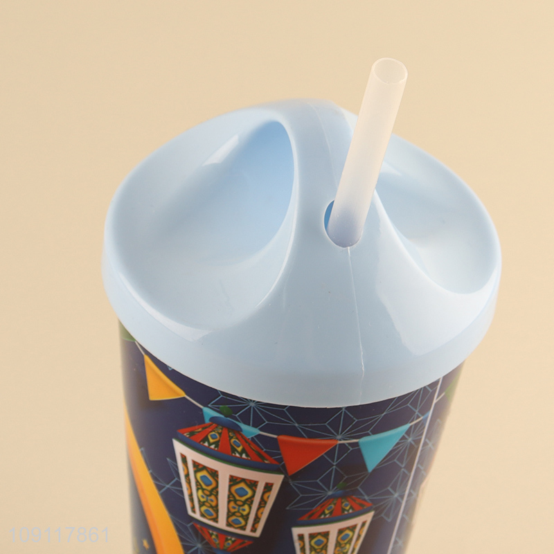 Top sale plastic 500ml water cup straw cup drinking cup wholesale